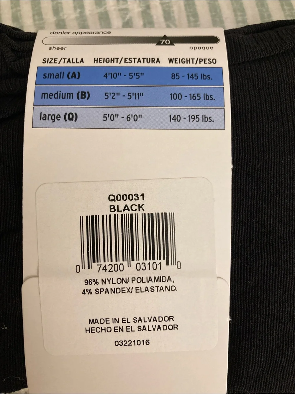 NWT L'eggs Silky Opaque Tights Black S Women's